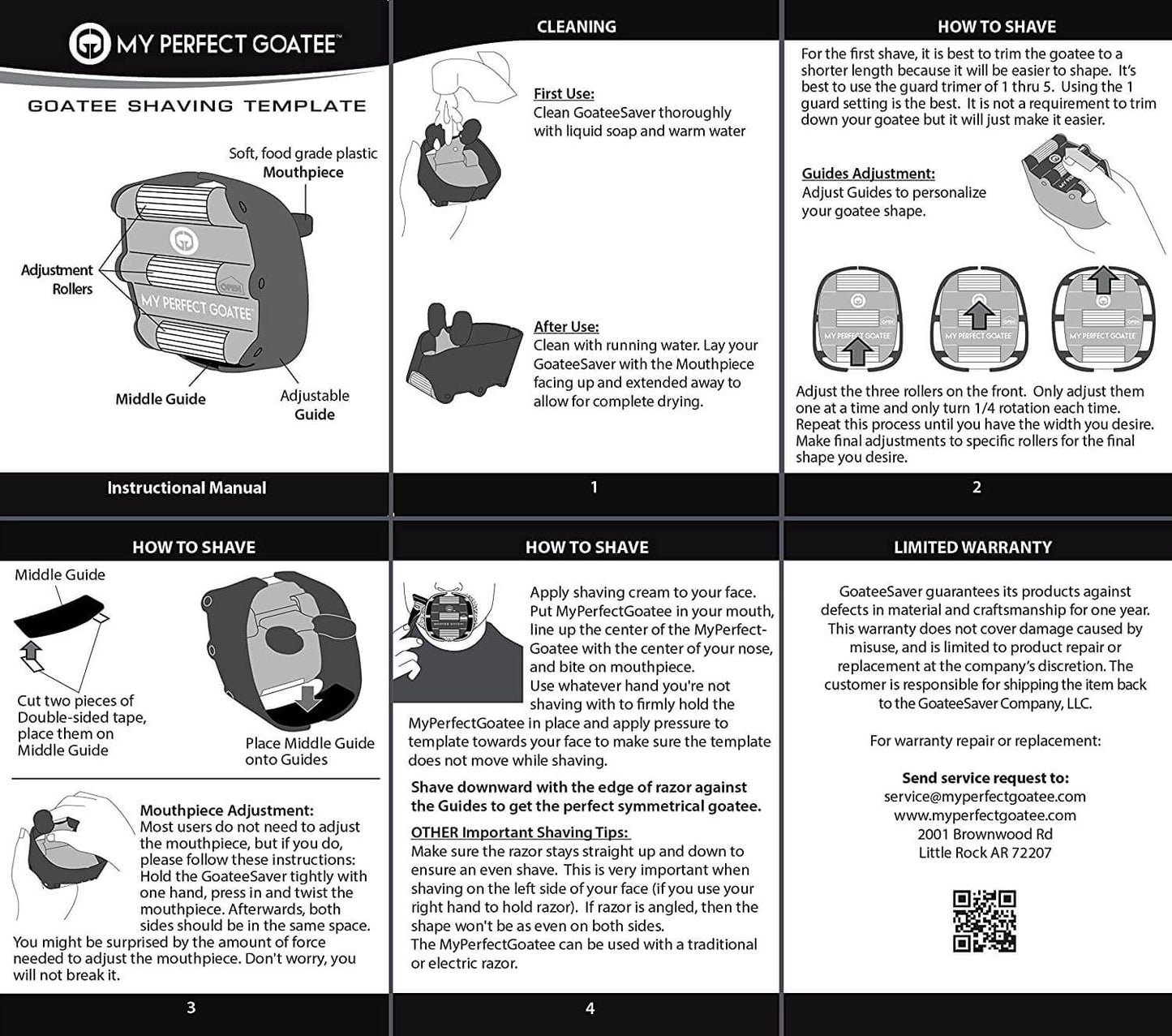 Goatee shaving template instructions