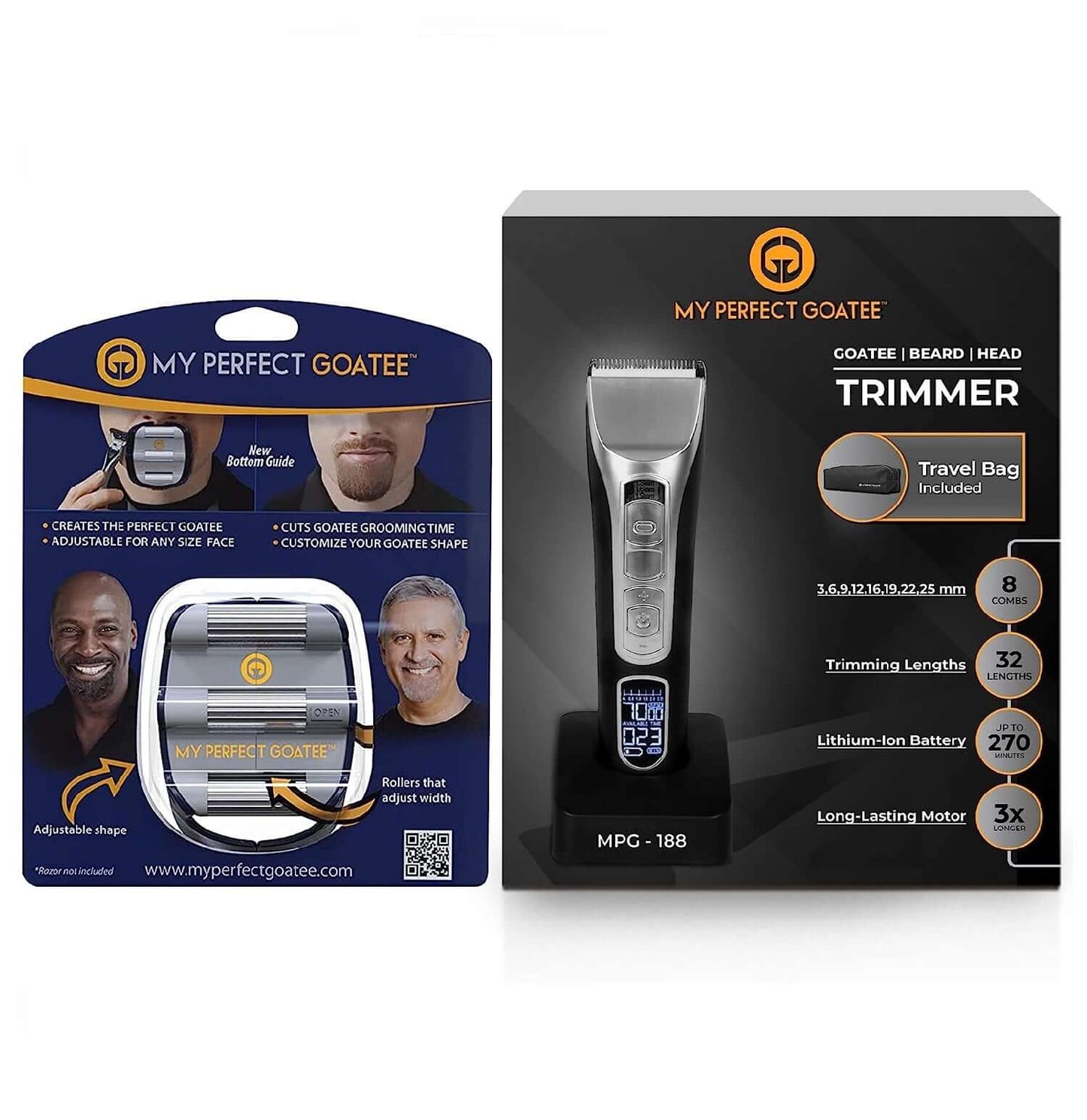Combo Pack, My Perfect Goatee® Shaving Template and Professional Beard Trimmer