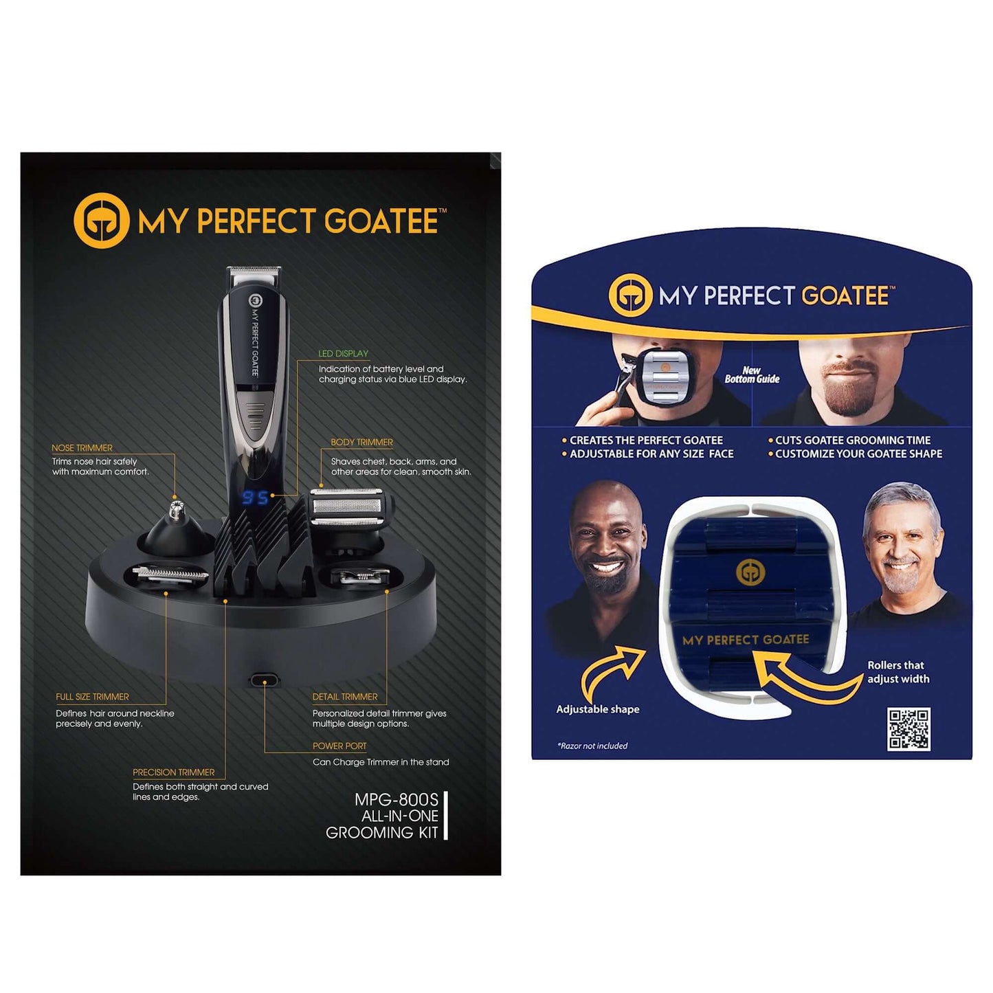 Combo Pack, My Perfect Goatee® Shaving Template and Professional Beard Trimmer Kit